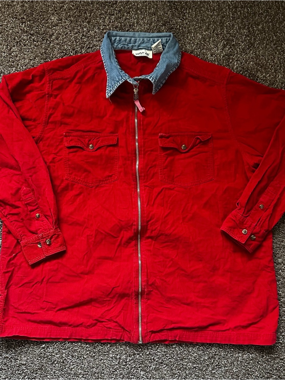 Vintage Krazy Kat Reworked Corduroy Denim Collar Shacket 18W